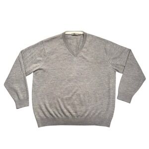 Raffi Linea Uomo Sweater Mens XL Gray Good Extra Fine Merino Wool V-Neck